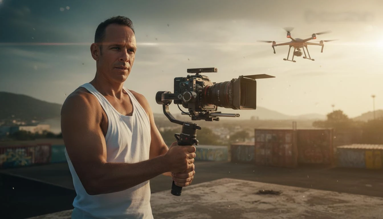 Philip Mennen con cámara gimbal y dron